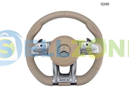 Δερμάτινο σπορ τιμόνι AMG για Mercedes C CLA CLS E G GLC GLS GLE Old touch μπεζ– 0240